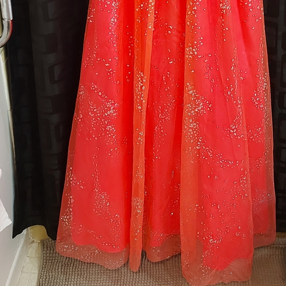 Hailey Logan By Adrianna Papell Peachy Pink Sparkle Dress - Picture 6 of 12